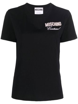 Moschino T-shirt met geborduurd logo - Zwart