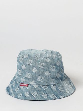 Dsquared2 Cappello in denim di cotone con logo jacquard