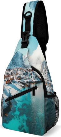 Generic Northern Lights Mens Shoulder Bags Sling Crossbody Backpack Travel Hiking Chest Bag with Small Side 38x20cm