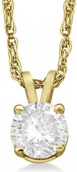 Allurez Prong Set Moissanite Solitaire Pendant Necklace 14K Yellow Gold 0.50ct