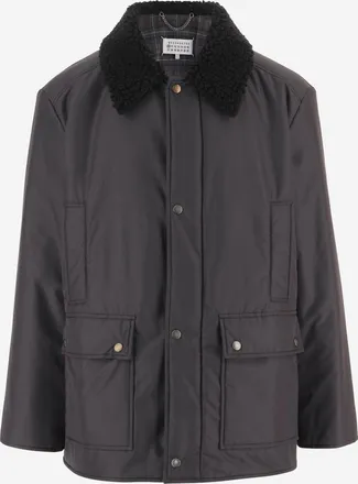 Maison Margiela nylon jack met geschoren kraag