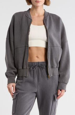 Yogalicious Washed Fleece Zip Sweatshirt in Washed Moonless Night at Nordstrom Rack, Size X-Small