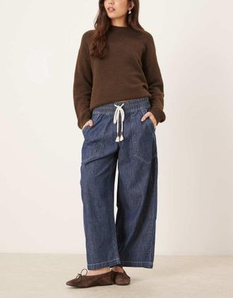 Free People Pantaloni in denim facili da infilare color blu cruise control