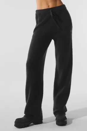 Alo | Wool Cashmere New Class Sweatpant in Black, Size: Medium
