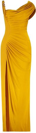 Versace Dames, Jurken, Geel, Maat: 2XS Viscose