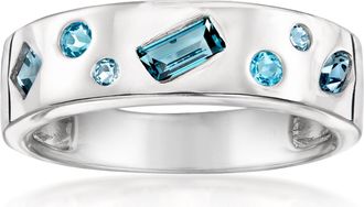 Ross-Simons Scattered Tonal Blue Topaz Ring in Sterling Silver