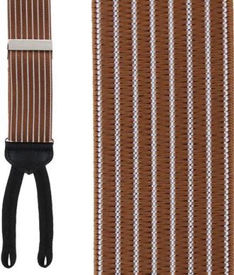 Trafalgar Store Big and Tall Voltaire Chalk Stripe Elastic Formal End Suspenders in British Tan at Nordstrom, Size One Size Big
