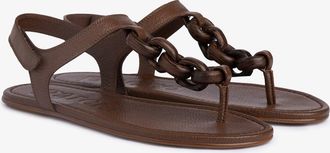 Pedro Garcia Thong chained sandal in brown leather| Paris | Spring Summer 26 | PEDRO GARCIA