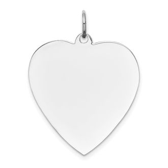 Diamond2Deal 14k White Gold Plain.013 Gauge Engravable Heart Charm