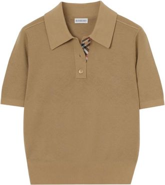 Burberry Brown Solid Shirt Collar T-Shirt