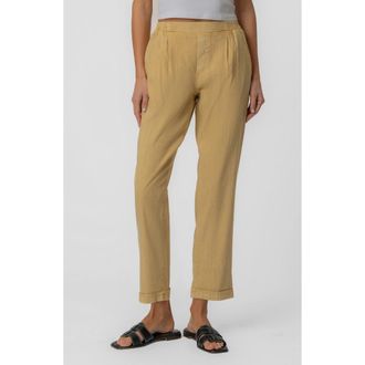 Kut from the Kloth Rosalie Pull-On Tapered Linen Blend Pants in Mustard Gold at Nordstrom, Size 12