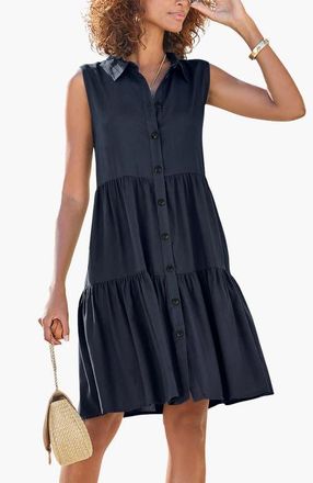 Lascana Womens Tiered Shirt Dress in Navy at Nordstrom, Size 12