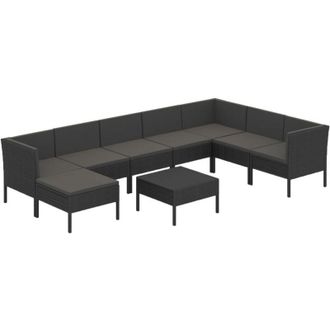 vidaXL 9 Pcs Garden Lounge Set Con Vime Pe Negro
