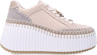 Chlo&eacute; Pink Platform Wedge Sneakers