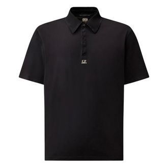 C.P. Company Polo Shirts, male, Blue, Size: XL 70/2 Mercerized Jersey Gasato Short Sleeve Logo Polo