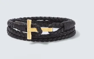 Tom Ford Pulsera T de piel trenzada