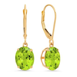 MAX + STONE 14K Yellow Gold 8X10mm Oval Gemstone Dangle Earrings