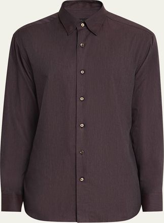 Brioni Mens Cotton Flannel Button-Down Shirt