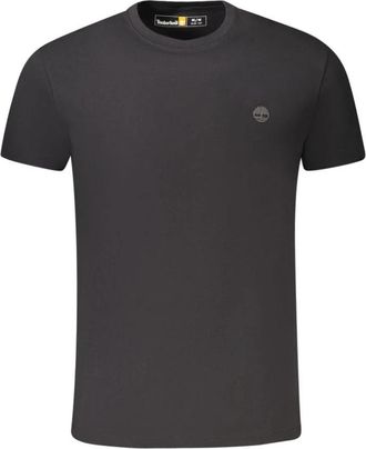 Timberland Zwarte Katoenen Slim Fit Crew Neck T-Shirt met Geborduurd Logo - Heren - T-shirts - Zwart - S - Katoen - Tops