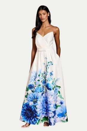 Coast Petite Bandeau Print Maxi Dress in Blue at Nordstrom, Size 10P
