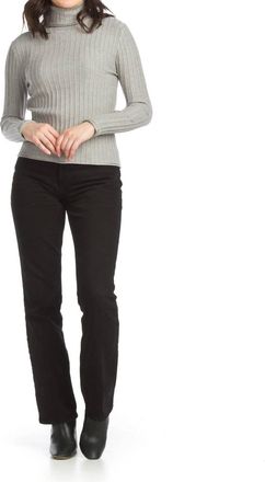 Papillon Ribbed Turtle Neck Top In Grey