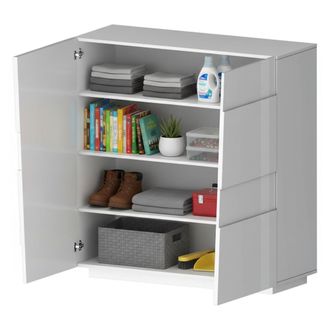 Dmora Armario Multiusos 2 Puertas Zulimo, Armario Multifuncional, Armario De 2 Puertas, 120x44h126 Cm, Blanco, Con Embalaje Reforzado - Dmora