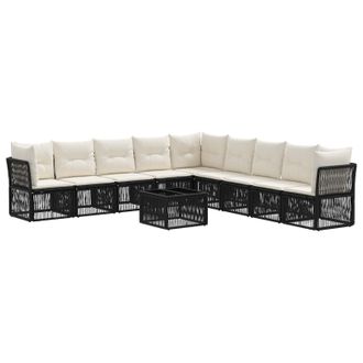 vidaXL Conjunto De Sof&aacute;s De Jard&iacute;n 10 Pcs Negro Rat&aacute;n Sint&eacute;tico Vidaxl