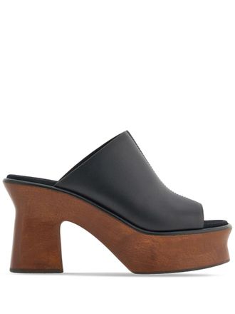 Ferragamo 85mm leather wedge sandals - Black