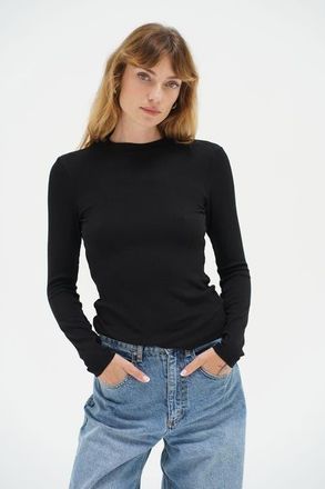 LnA Dalston Ribbed Long Sleeve in Black at Nordstrom, Size X-Large