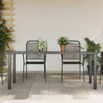 vidaXL Mesa De Jard&iacute;n De Aluminio Y Vidrio Negra 190x90x74 Cm Vidaxl