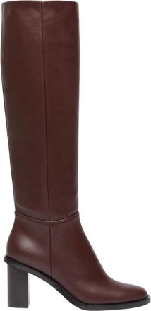 Max Mara Stivali Alti in Pelle 80mm - Dames - Laarzen met Hak - Rood - 37 EU - Leer - Schoenen