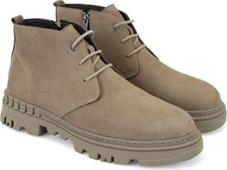 Desa Mens Leather Slip-On Boots - 4cm Heel, Textile Lining, Breathable | Brown - 42