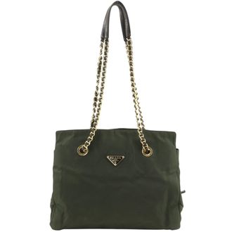 Prada Khaki Nylon Tote Bag (Pre-Owned)