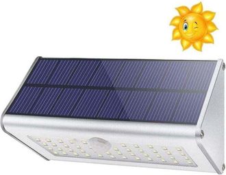 OEM [nunca Usado] Aplique Solar De Pared Para Exteriores, 1100 L&uacute;menes, 46 Led, 4500 Mah, Carcasa De Aleaci&oacute;n De Aluminio, Detector De Movimiento, Luz Noc