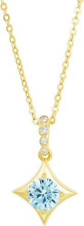 Savvy Cie Jewels GOLD PLATED OVER BRASS WHITE CZ ROUND PENDANT