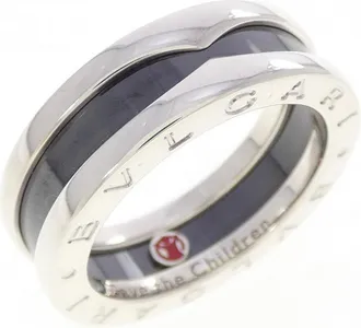 Bulgari Ceramic Silver 925 Band Ring (Pre-Owned)