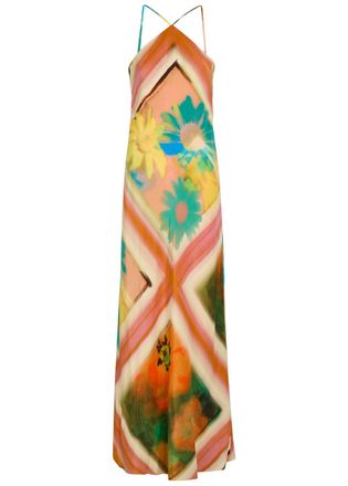 Staud Cubism Printed Jersey Maxi Dress - Multicoloured - 10 (UK14 / L)