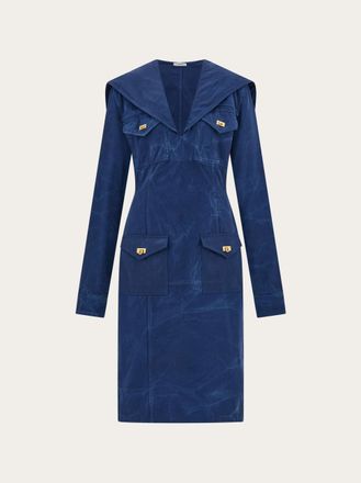 Ferragamo Women Washed gabardine dress Blue