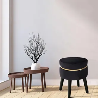 Dmora Sill&oacute;n Famamiri, Tapizado En Terciopelo, Acolchado, Asiento Negro, 35x35x41h Cm Negro
