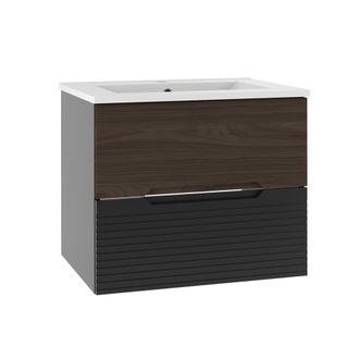 Petits Meubles Mueble lavabo individual encastrado paneles de melamina y mdf negro