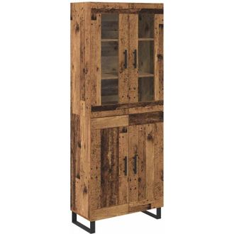 vidaXL Highboard 2 pcs Old Wood Engineered Wood and Glass vidaXL