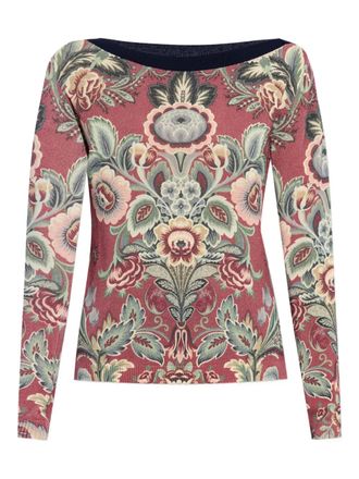 Etro floral-print top - women - Wool/Cotton/Viscose - 38 - Red