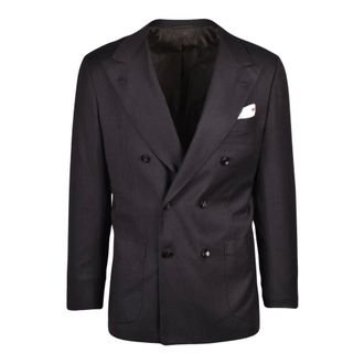 Kiton Double-breasted Jacket - Heren - Pakken - Grijs - Maat: XL Wol