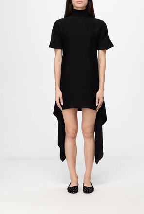 Alaia High-Neck Asymmetric-Hem Cr&ecirc;pe Sheath Minidress