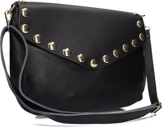 Notre-V Tassen, Dames, Zwart, ONE Size, Wol, Vintage Zwarte Leren Schoudertas