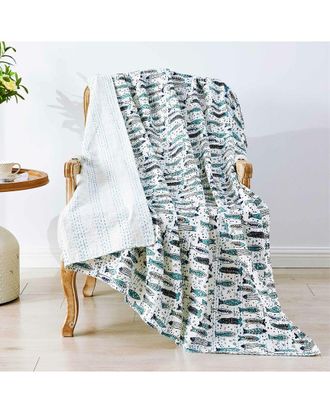 Melange Home Mélange Home Hand-Stitched Fish Kantha Throw