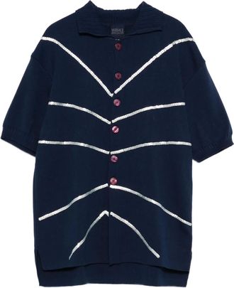 Versace Polo con dettaglio a righe anni 90 - Blu