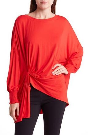 Patrizia Luca Oversize Long Sleeve Twist Front Top in Red at Nordstrom Rack