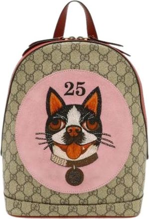 Gucci Pre-owned GG Supreme Bosco Leather Backpack - Dames - Vintage Rugzakken - Veelkleurig - ONE Size - Leer - Vintage