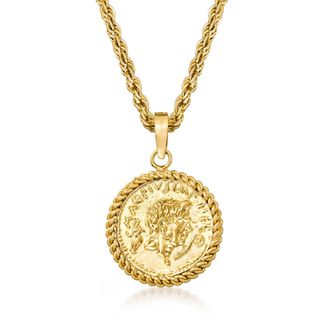 Ross-Simons Replica Coin Pendant Necklace in 18kt Gold Over Sterling